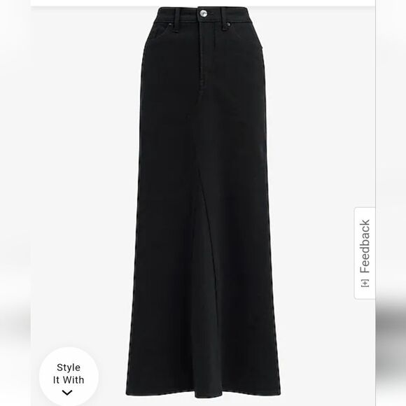 High Waisted Black Maxi Denim Skirt Size 0 - Picture 2 of 6